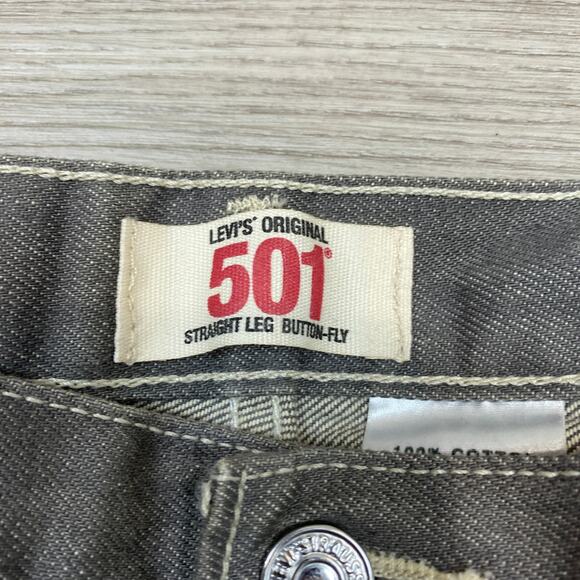 Vintage Y2K 501 Button Fly Straight Leg Gray Jeans Men's 34x29 - Picture 5 of 12